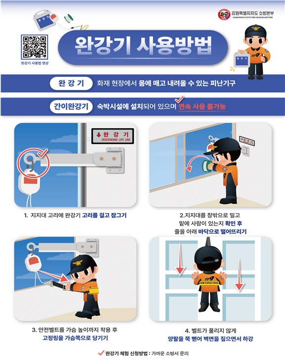 정선소방서, 완강기 사용법 홍보